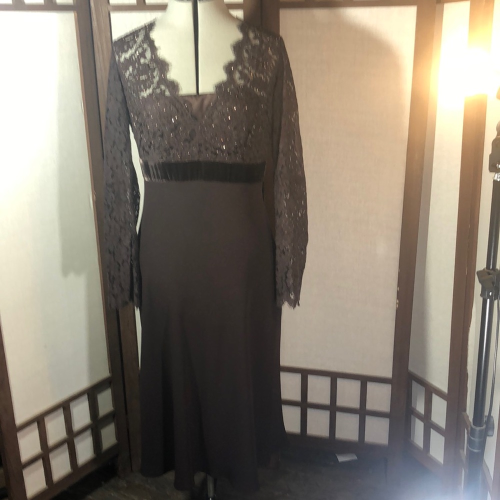 Talbots Black Lace Long-Sleeve Midi Dress